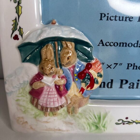 Schmid Beatrix Potter NEW Rabbits in the Snow Picture Frame VTG 1989 Christmas - Picture 4 of 9